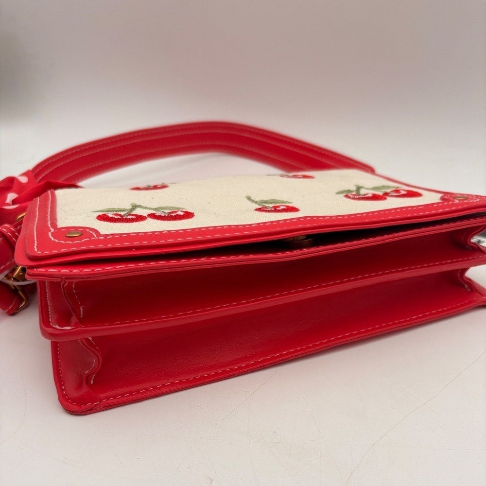 Steve Madden BMAZIE Cherry Embroidered Crossbody‎ Bag Red White Polka Dot Scarf - Picture 15 of 16